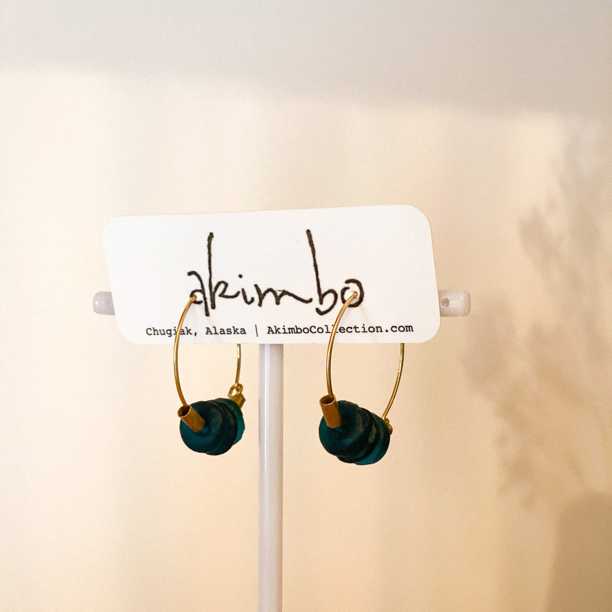 Blue Glass Hoop Earrings by Akimbo Collection