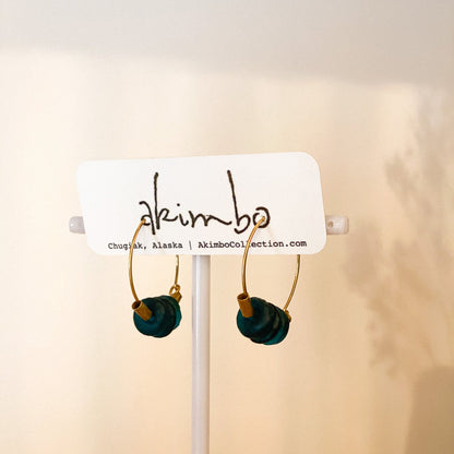 Blue Glass Hoop Earrings by Akimbo Collection