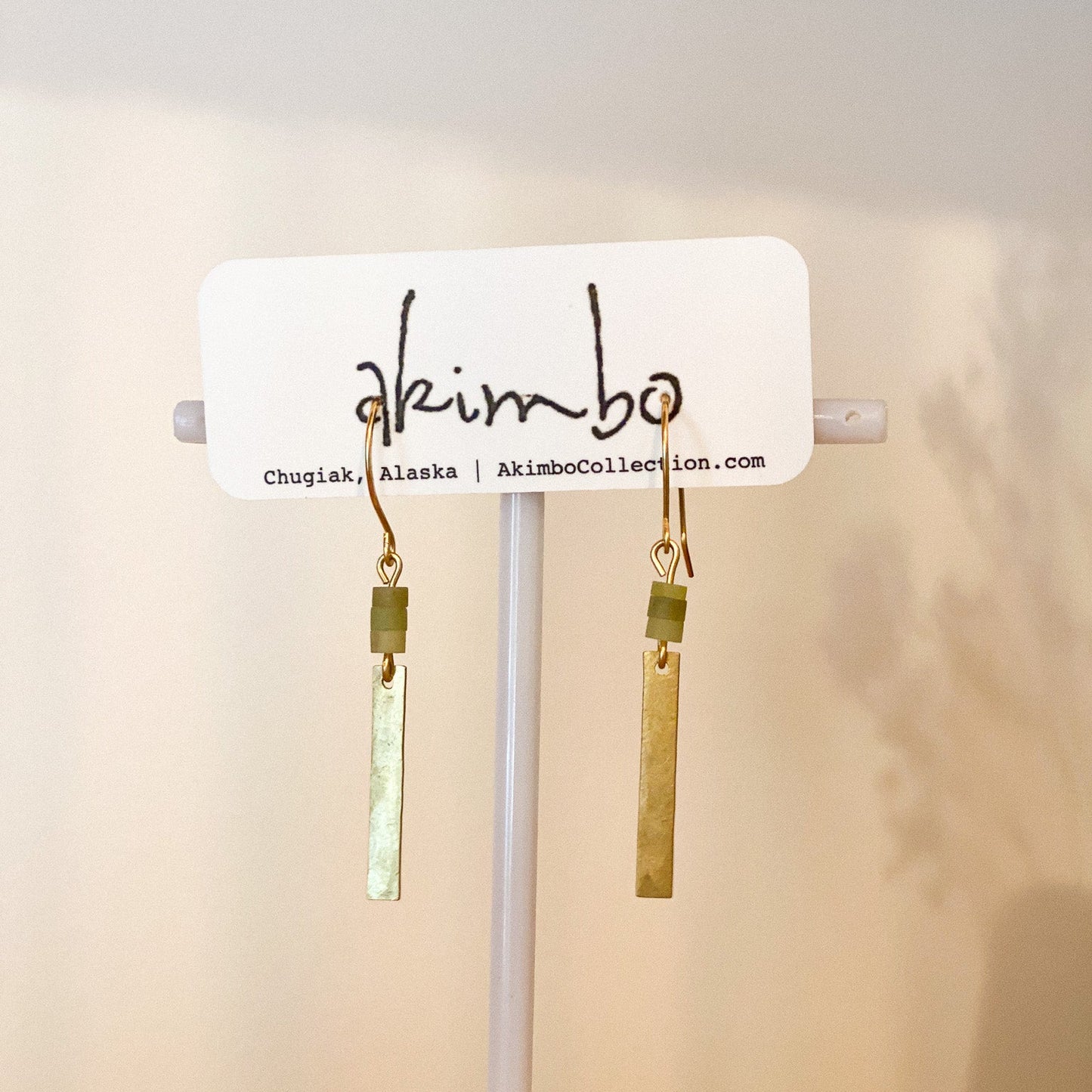 Green Gravity Jade Earrings by Akimbo Collection