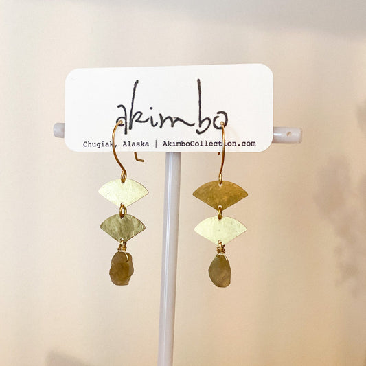 Meteor Drop | Brass + Amazonite Earrings by Akimbo Collection