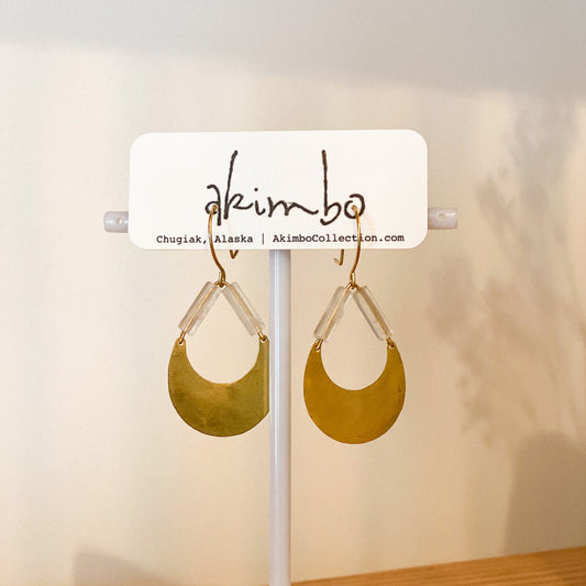 Turnagain | Brass + Clear Quartz Earrings by Akimbo Collection