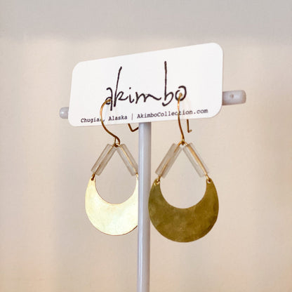 Turnagain | Brass + Clear Quartz Earrings by Akimbo Collection