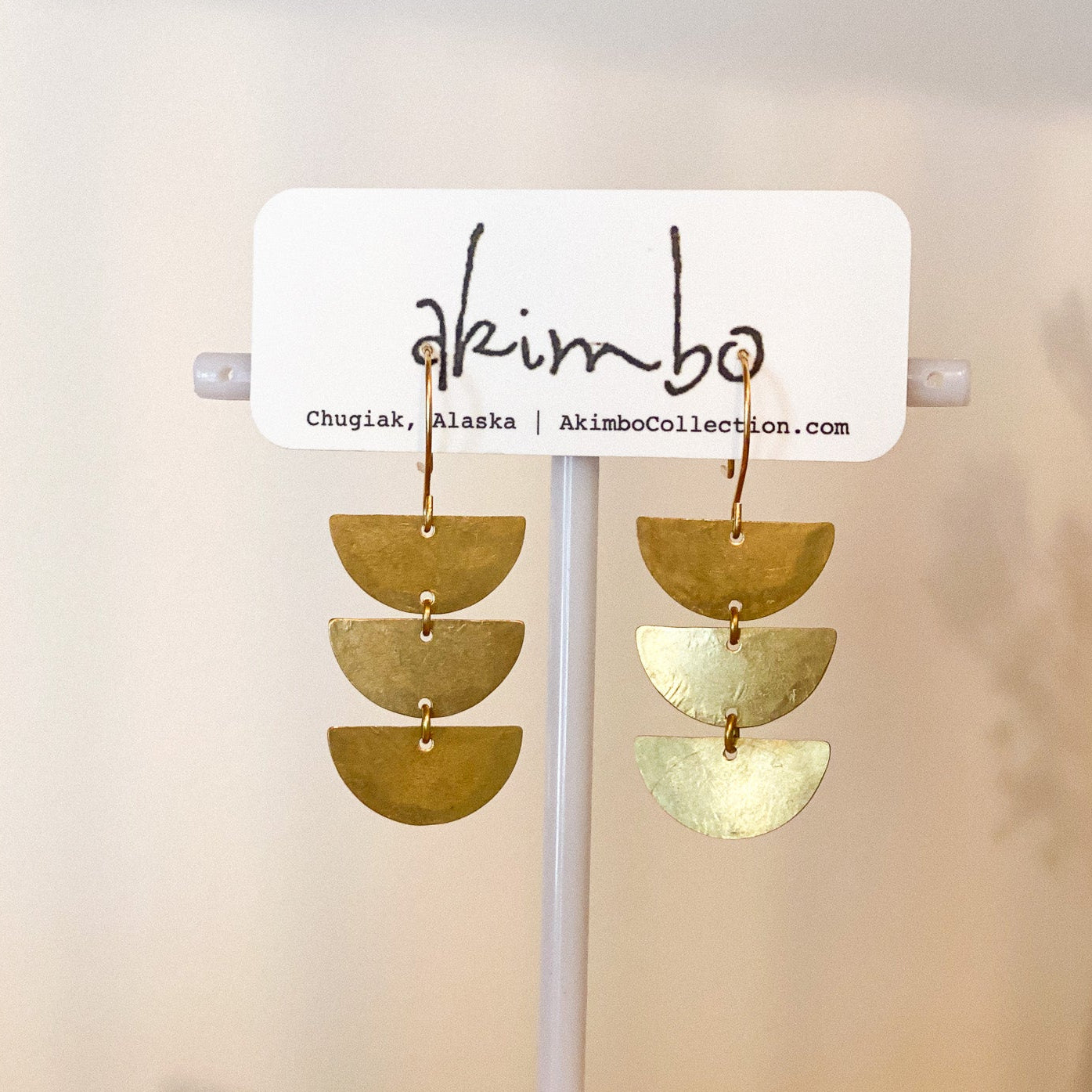 Brass Trio Earrings by Akimbo Collection