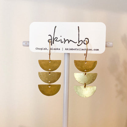 Brass Trio Earrings by Akimbo Collection