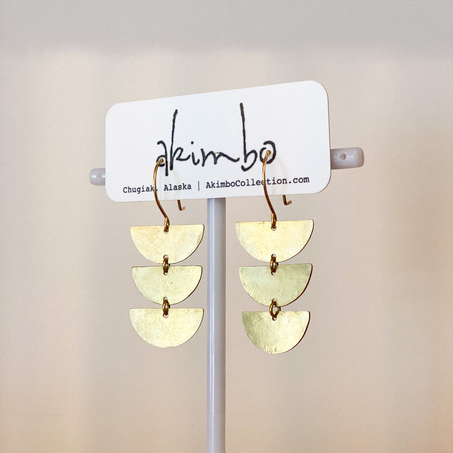 Brass Trio Earrings by Akimbo Collection