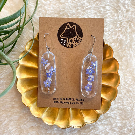 Forget-Me-Not + Abalone Earrings #124 by Arisa Sasaki