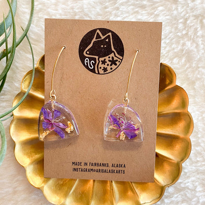 Fireweed + Gold Earrings #131 by Arisa Sasaki