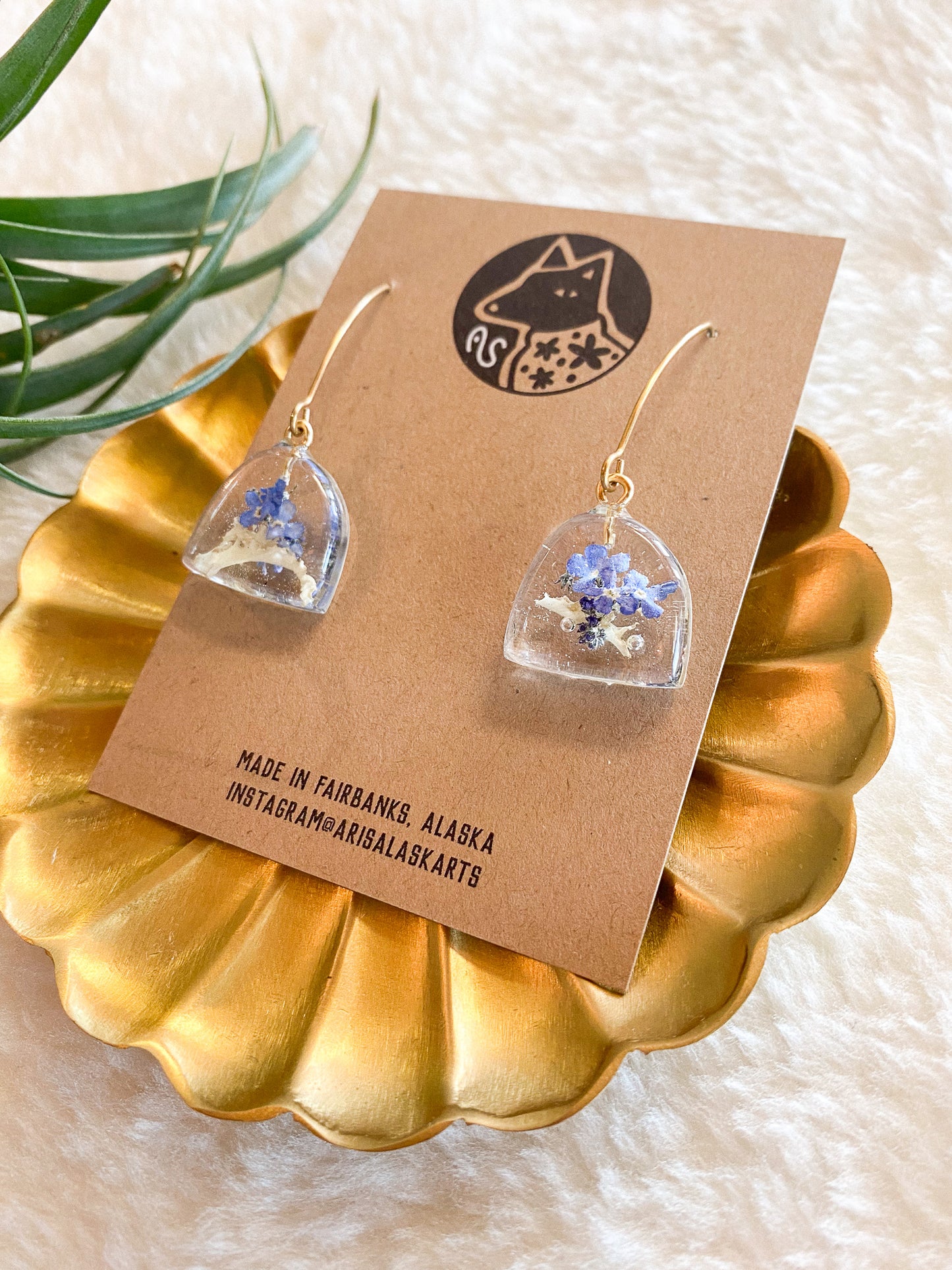 Forget Me Nots + Lichen Earrings #133 by Arisa Sasaki