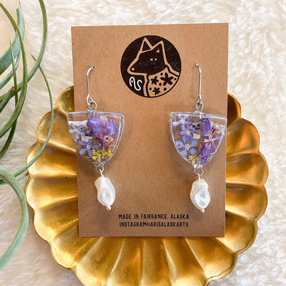 Forget Me Nots + Lichen Earrings #134 by Arisa Sasaki