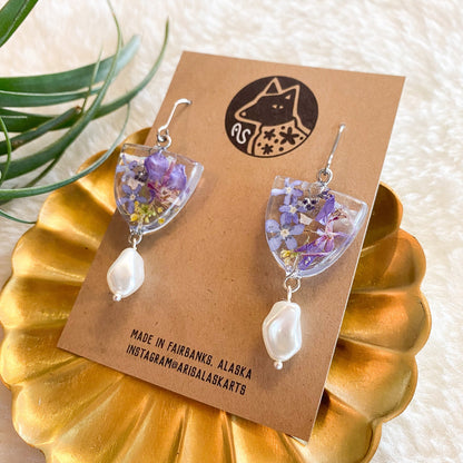 Forget Me Nots + Lichen Earrings #134 by Arisa Sasaki
