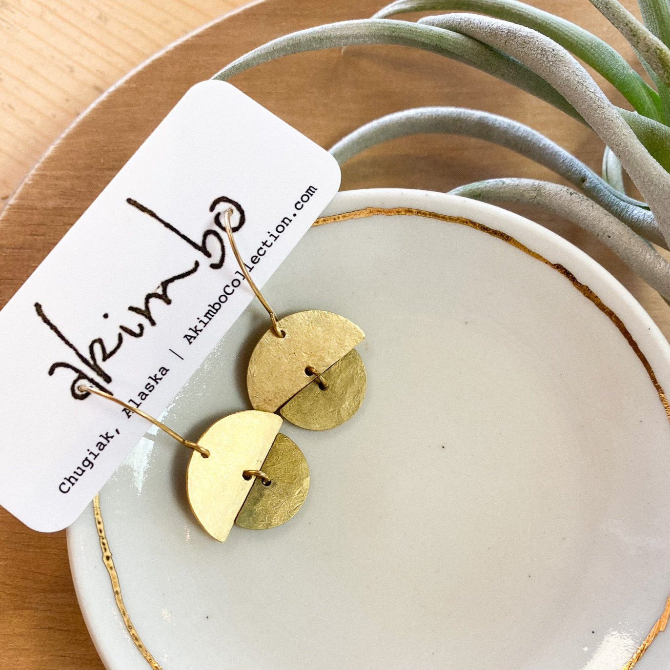 Salix Spring Bud | Brass + Brass Earrings by Akimbo Collection