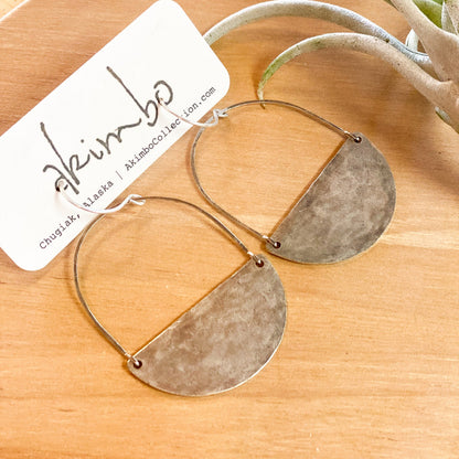 Super Oval Moon | Antique Silver-Plated Earrings by Akimbo Collection