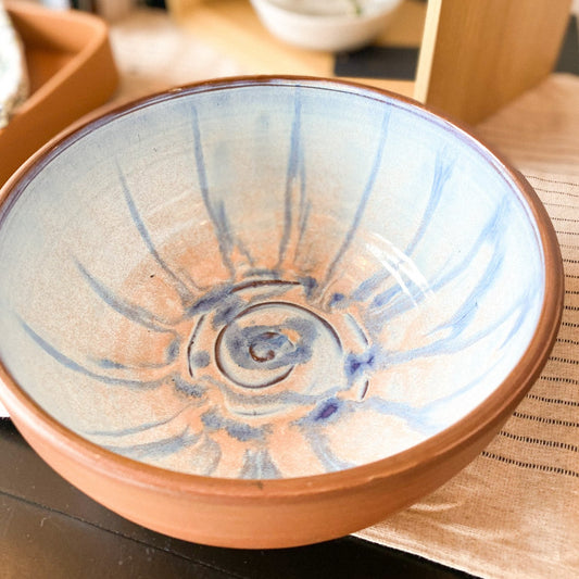 Raw Clay Bowl with Blue Glaze by Night School Knits and Pots #56