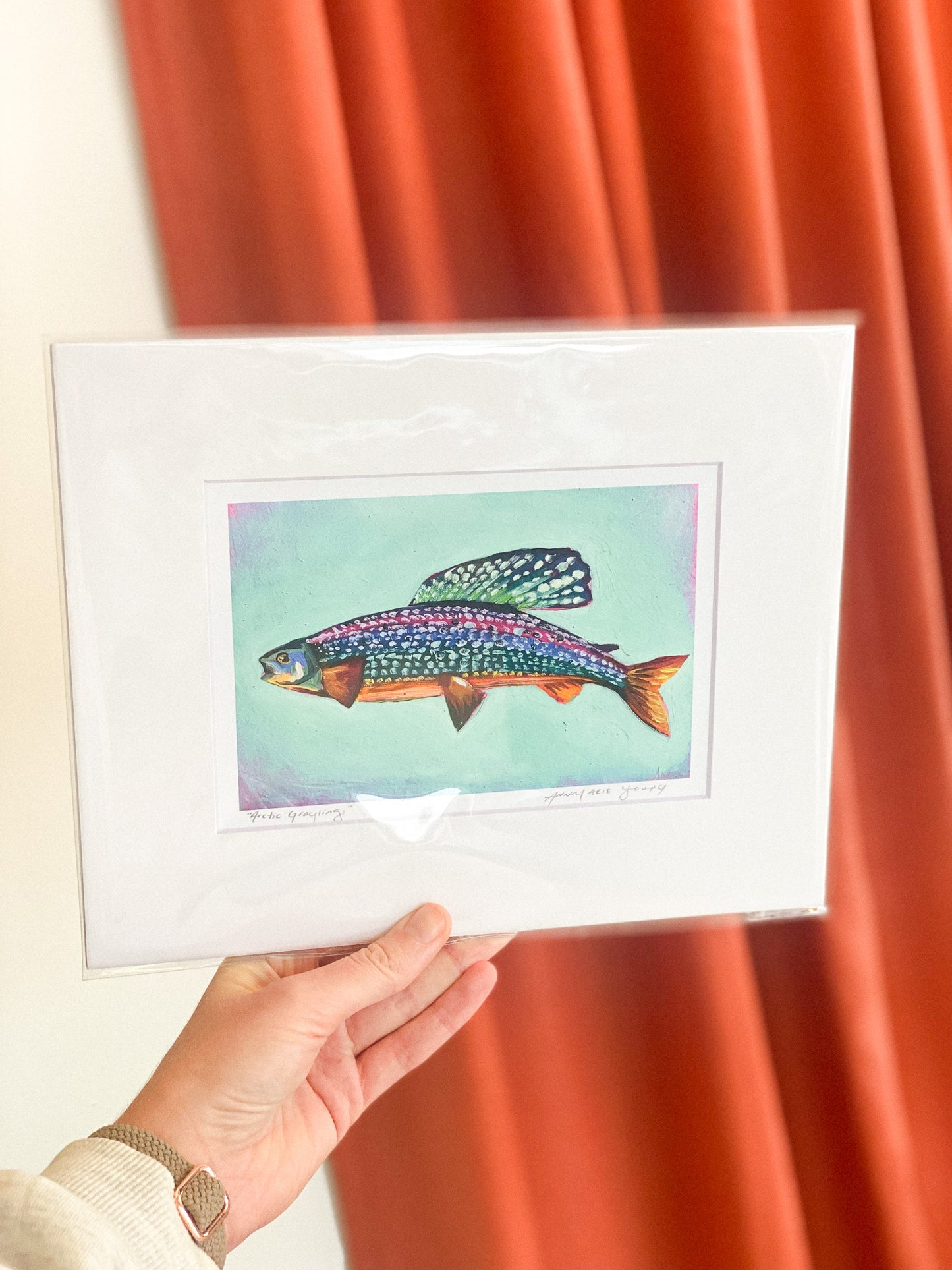 Arctic Grayling 5x7 Matted Print by AnnMarie Young Art