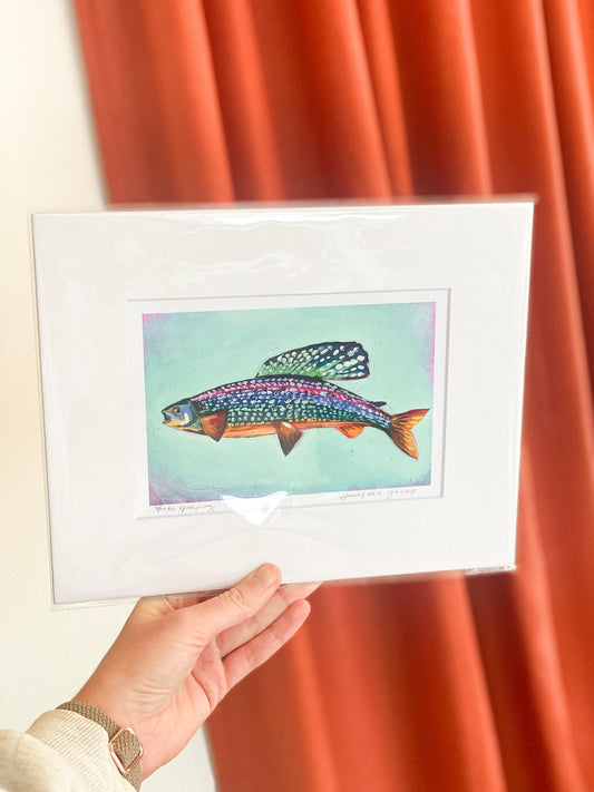 Arctic Grayling 5x7 Matted Print by AnnMarie Young Art