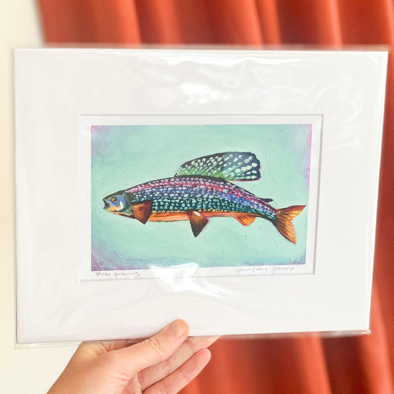 Arctic Grayling 5x7 Matted Print by AnnMarie Young Art