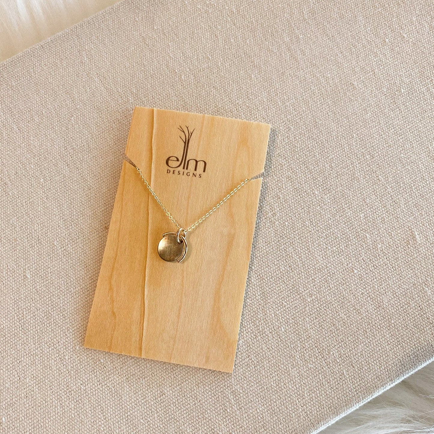 Gold / Shibuichi Half Bezel Disc Pendant by Elm Designs