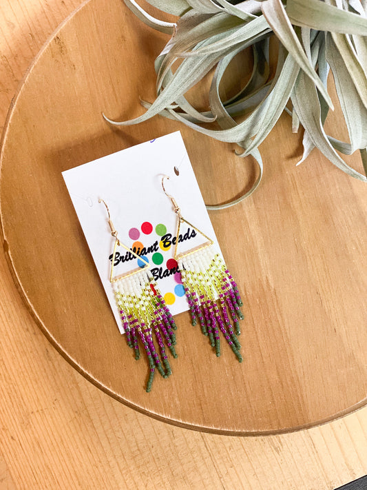Small Triangle Beaded Earrings #26 by Blanche Sam