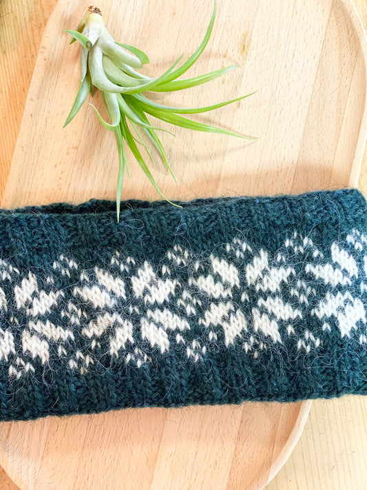 Snowflake Headband | Winter green + White by Kayleigh Knits