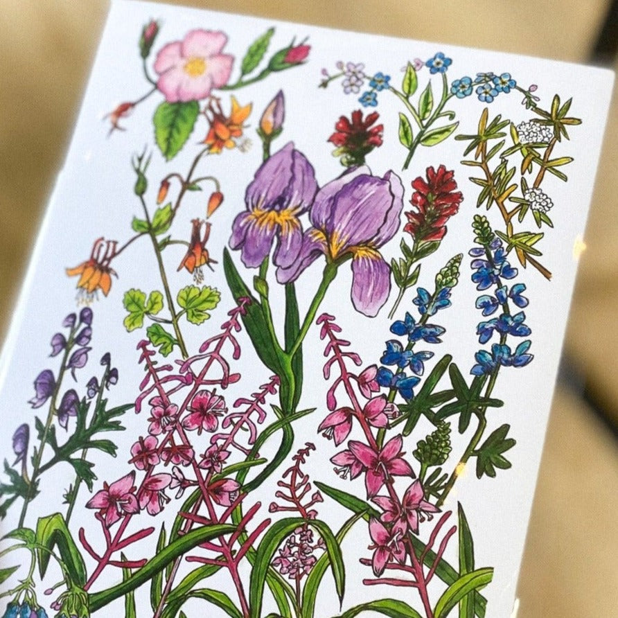 Alaskan Wildflowers Watercolor Print by AK Sunprints