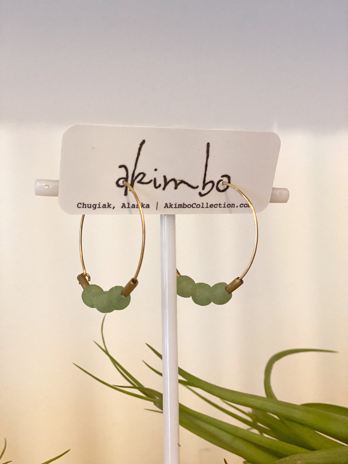Sea Foam Glass Hoop Earrings by Akimbo Collection