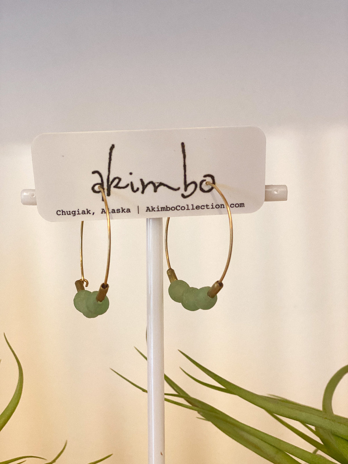 Sea Foam Glass Hoop Earrings by Akimbo Collection