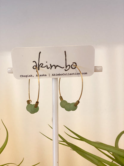 Sea Foam Glass Hoop Earrings by Akimbo Collection