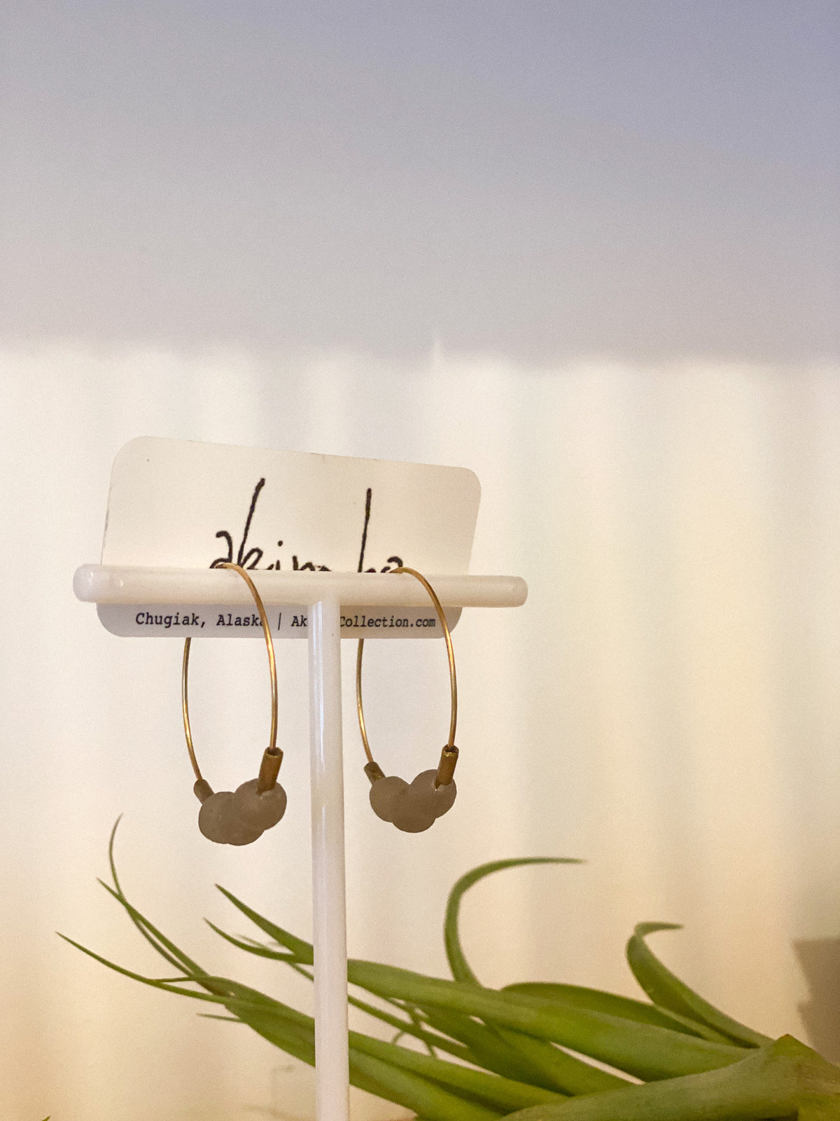 Grey Glass Hoop Earrings by Akimbo Collection