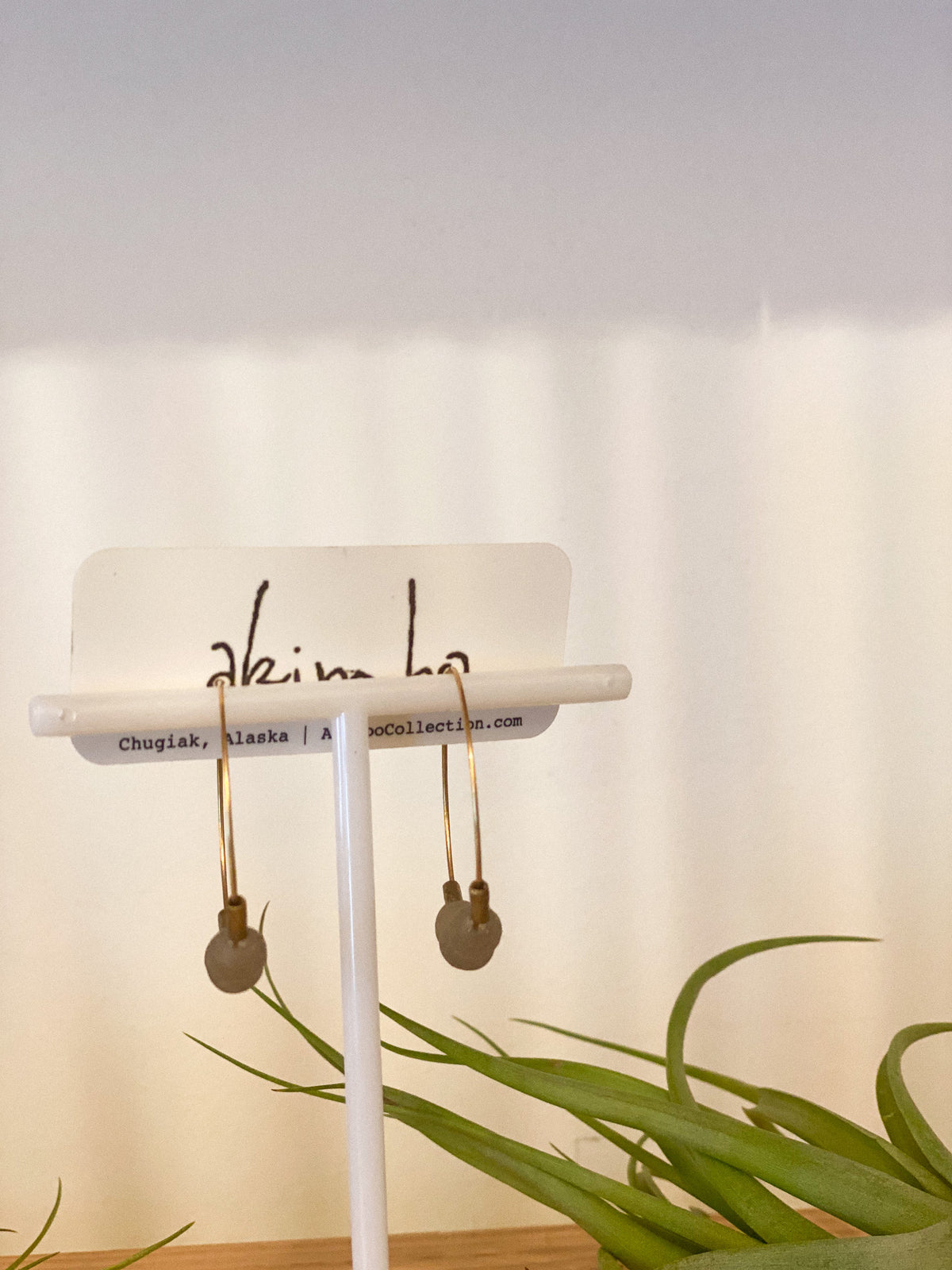 Grey Glass Hoop Earrings by Akimbo Collection