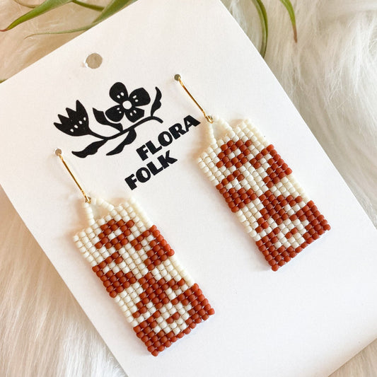 Cream + Rust Floral Earring by Flora Folk