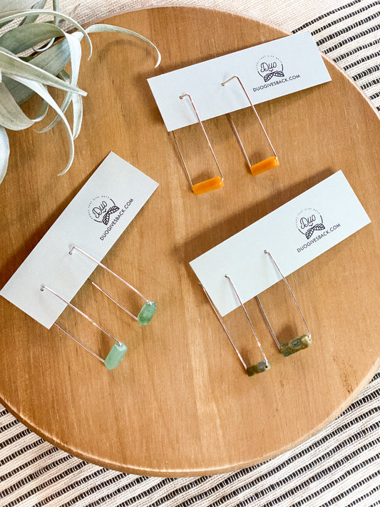 Rectangle Stone Earrings by DUO Goods