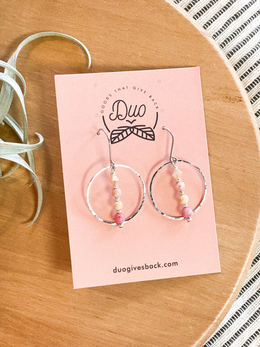 Stacy Circle Earrings | Pinks + Silver by DUO Goods