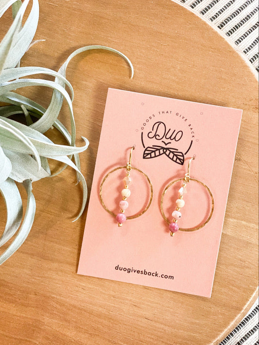 Stacy Circle Earrings | Pinks + Brass by DUO Goods