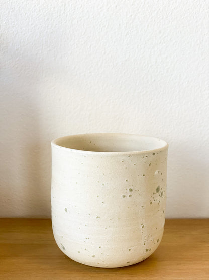Green Speckled Ceramic Cup by Little Fish Workshop