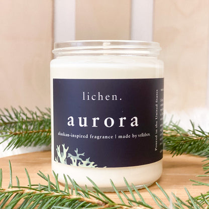 Aurora Soy Wax Candle by Lichen x Vellabox