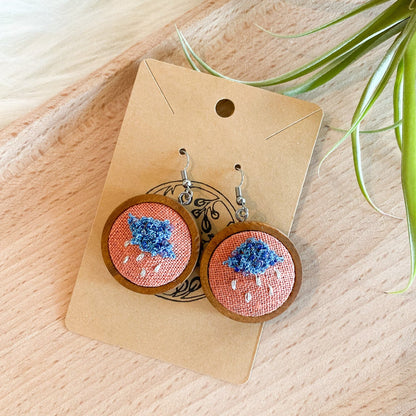 Blue Rain Clouds Earrings by Brittany Montour