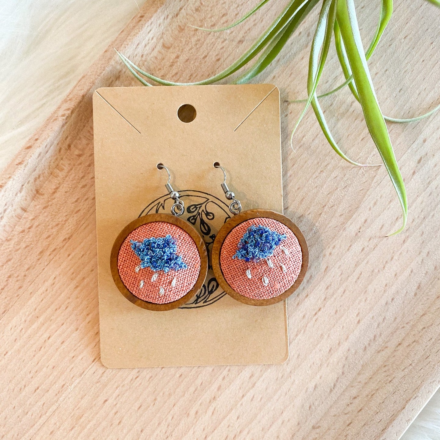 Blue Rain Clouds Earrings by Brittany Montour