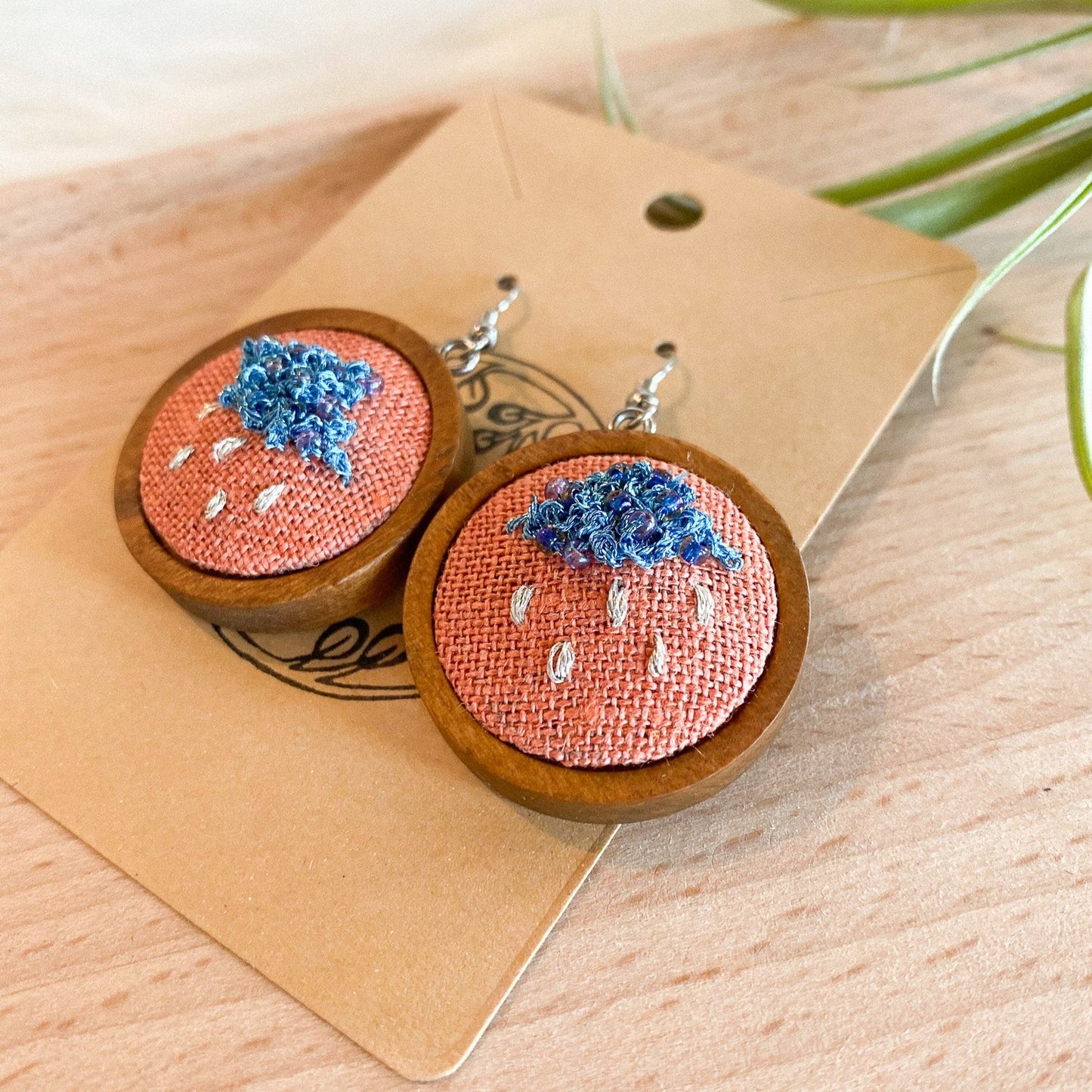 Blue Rain Clouds Earrings by Brittany Montour