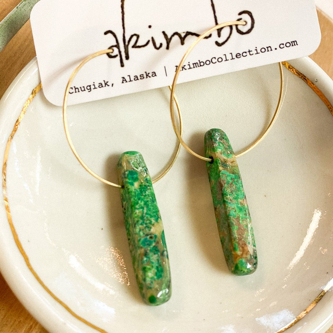Emperor Stone Hoop Earrings by Akimbo Collection
