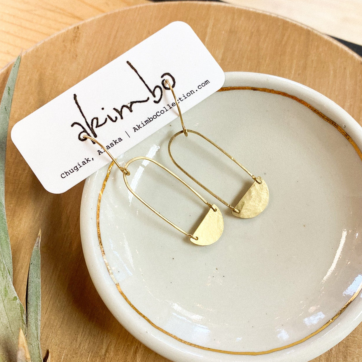 Long Bijou Brass Mini Earrings by Akimbo Collection