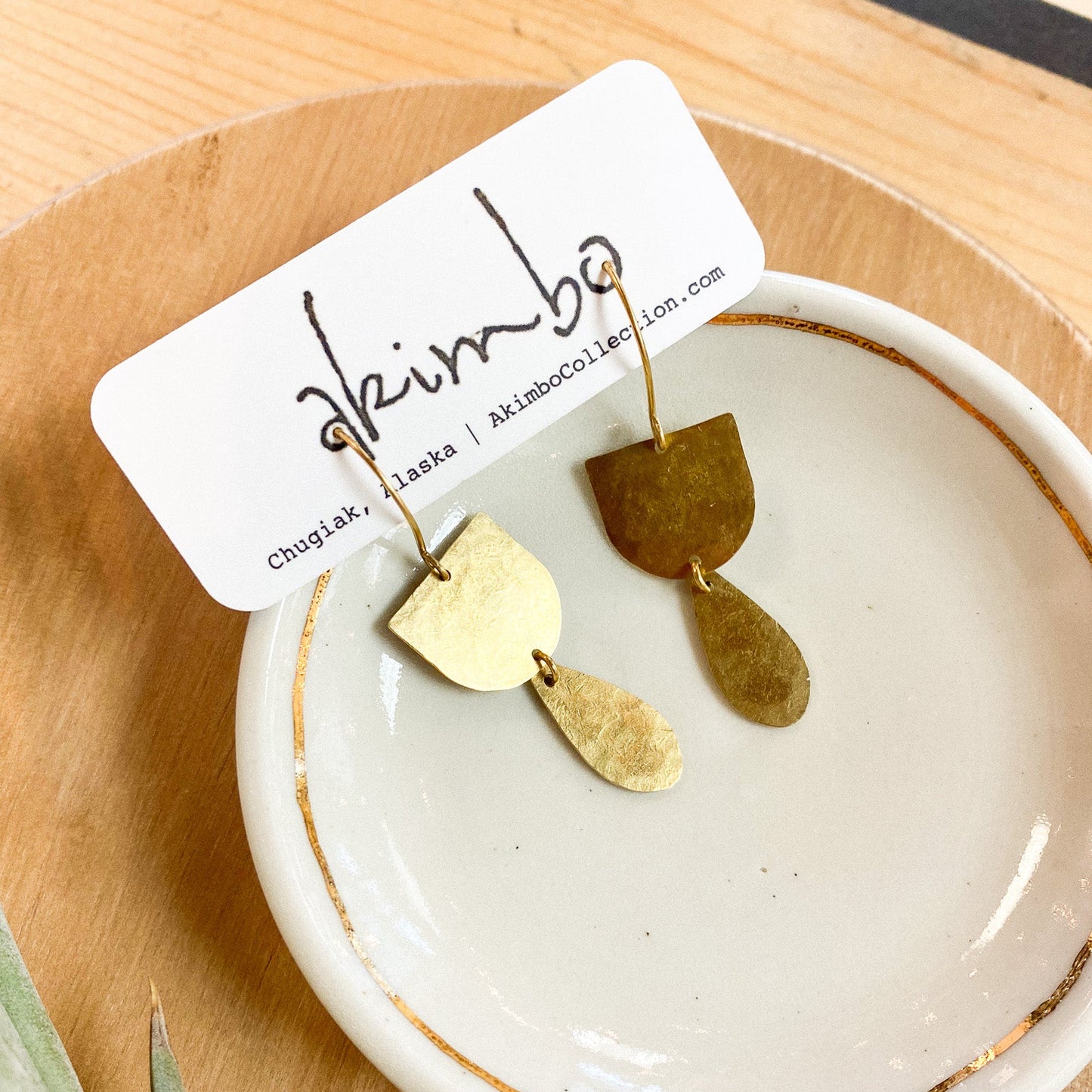 Brass + Brass Athena Earrings by Akimbo Collection