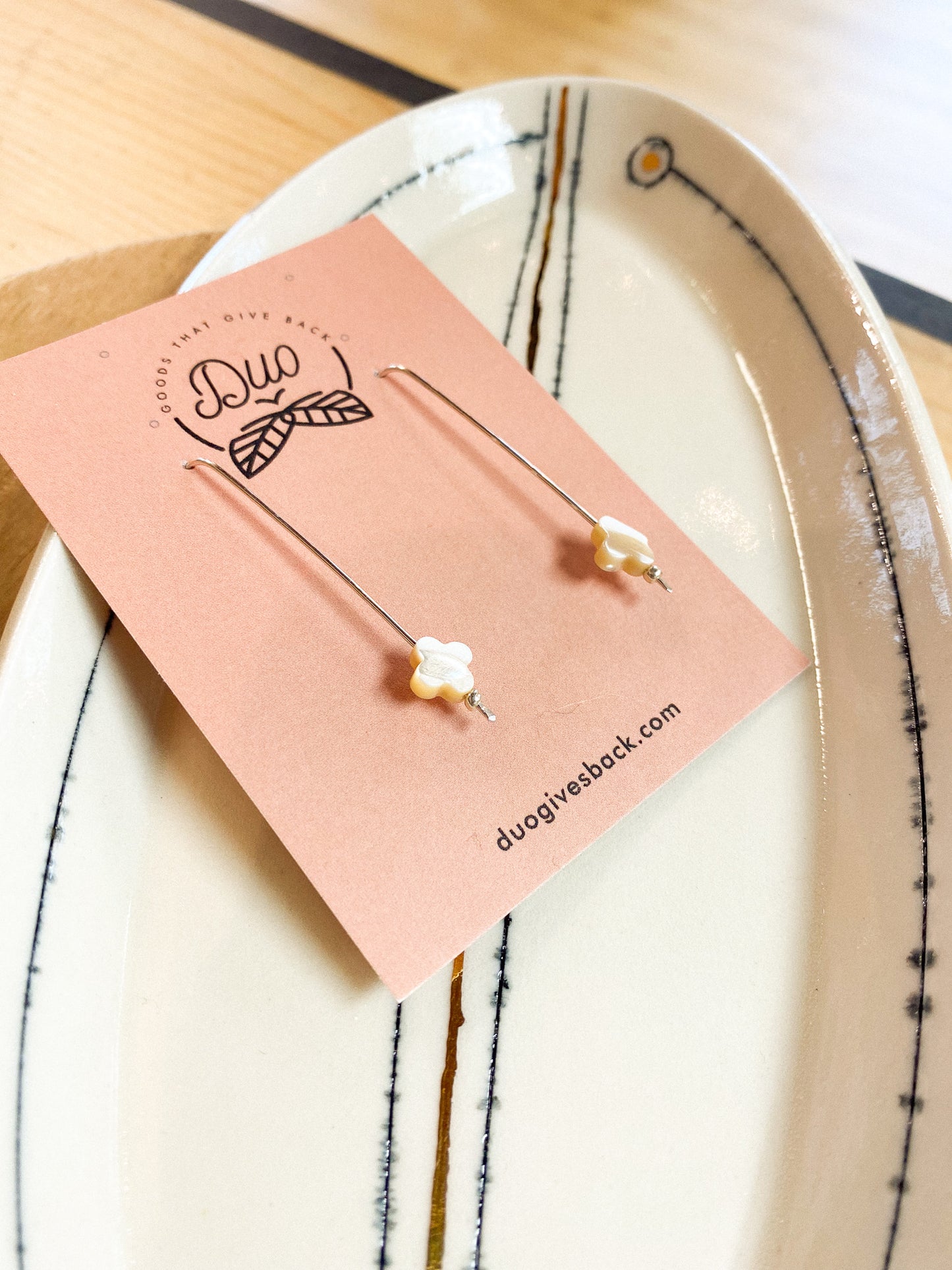 Mother of Pearls Cross Earrings by DUO Goods