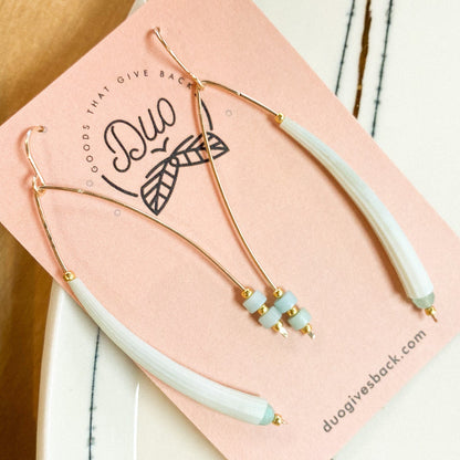 Pacifica Dentalium Earrings | Gold + Amazonite by DUO Goods