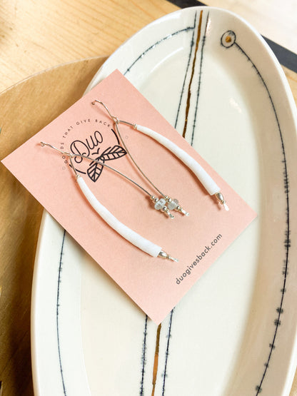 Pacifica Dentalium Earrings | Silver + Blue Topaz by DUO Goods