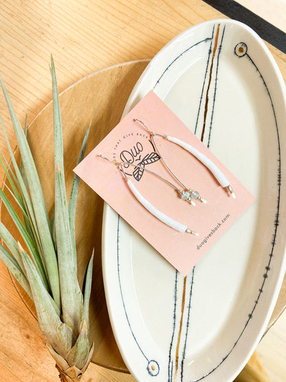 Pacifica Dentalium Earrings | Silver + Blue Topaz by DUO Goods