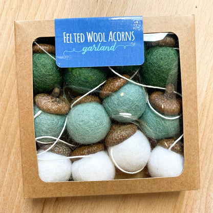 Acorn Garland in Green Ombre by Little Fish Workshop