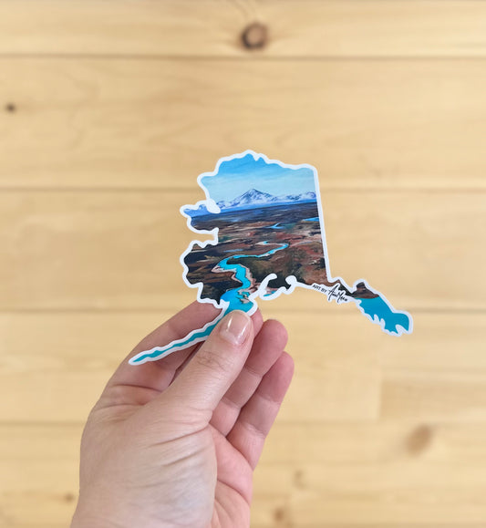 Alaska Wetlands + Mountain Sticker by AnnMarie Young Art