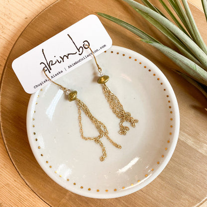 Herkimer Diamond Chain Dangle Earrings by Akimbo Collection