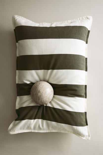 Linen Blend 16"x24" Accent Pillow | Olive Stripes