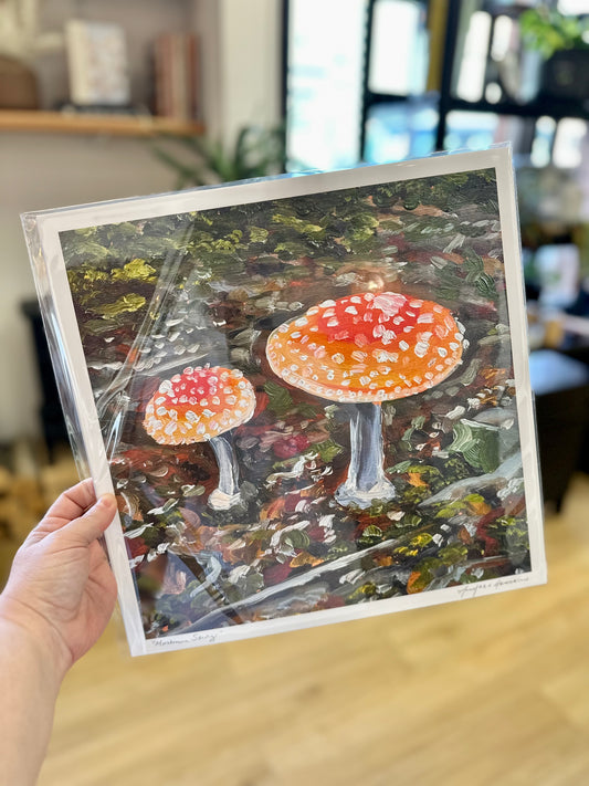 Mushroom Study 13x13 Print by AnnMarie Henderson Art